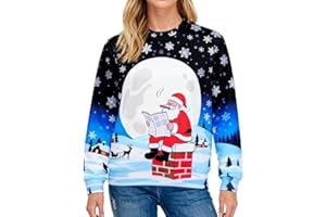 SERTAS Unisex Hässliche Weihnachtspullover Ugly Christmas Sweater Herren Damen 3D Aufdruck Weihnachtspullover Herren