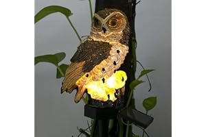 Syfunlv Solar Eule Licht, Solarleuchte für LED Garten Licht,Wasserdichte Rasenlampe Gartendeko Lichter, Solarstecker Eule Rasenlampe, für draußen Garten Hof Balkon Weg Deko (Braun)