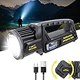 LETOUR 350000 Lumens Spotlight, Rechargeable Led Spotlight Flashlight with 350° Rotate Head, 9 Modes Super Bright Spot Lights Outdoor Handheld, IPX6 Waterproof Solar Flashlight for Emergencies