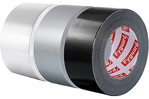 Fyguard 3 Rolls Duct Tape, 48mm x 18m Gaffer Tape Repair Tape Duct Adhesive Hand Tearable Waterproof for Indoor Outdoor Household Gardens Construction Sites (Black & White & Silver)