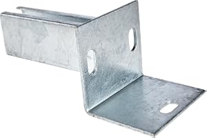 Alberts 685690 Pfostenträger für Zaunpfosten auf L-Randsteinen | zum Aufschrauben | feuerverzinkt | Platte 94 x 100 mm | für Pfosten 60 x 40 mm