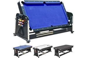 DE VES SPORT DEVESSPORT Multijuego Giratorio 4 en 1 Olimpus | Mesa de Billar, Air Hockey, Ping-Pong y Mesa de Comedor | 203.5x112x81 cm | Incluye Todos los Accesorios para los 3 Juegos
