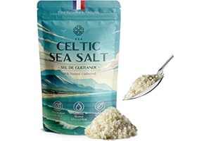 NATURFUEL Celtic Sea Salt 500g | 100% Organic Unfiltered | 82+ Natural Minerals | Hand Harvested in Guerande, France | Coarse Grey | 1 Pack 500g