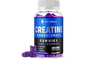 LIDOQUE HealthEssent Creatine Monohydrate Pre Workout Gummies 3000mg – Supports Muscle Recovery, Strength & Power – Enhances Workout Performance – 60 Vegan Capsules (1-Month Supply)