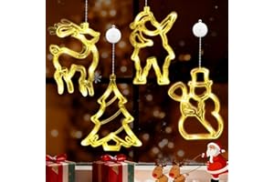PIPIHOME Weihnachtsbeleuchtung, 4 Stück Weihnachtsdeko Fenster LED Lichterkette, Christmas Window Lights mit Timer, Batteriebetrieben, Weihnachtsdeko Outdoor Innen