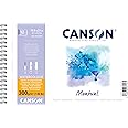Canson Spiral-Bound Notepad AQ Montval Fine Watercolour 300 g/m² 12 Sheets per Pad Spiral on Short Side White 13.5 x 21 cm White