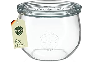Weck Gläser 580ml – 6er Set mit Deckeln – Tulpenform – robuste, stapelbare Einkoch- & Einweckgläser - ideal für Meal Prep, Overnight Oats, Dessert & Marmelade – wiederverwendbar – Made in Germany