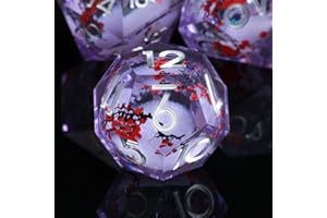 ORUZA 7 PCS Liquid Core DND Dice Resin Sharp Edge Dice Polyhedral D&D Dice Set for Dungeons and Dragons RPG MTG Role Playing Game Dice D20 D12 D10 D8 D6 D4 D%