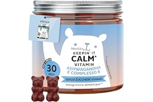 Keepin' It Calm Vitamin – Gommose con Ashwagandha – Sonno, Ansia e Stress – Complesso B con vitamine B12, B1, B2 e B6, L-teanina – 30 pezzi (1 mese) – Vegano, Senza zucchero – Bears with Benefits