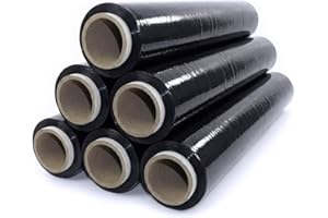 Netuno 6 rouleaux de film étirable noir 23 microns 500mm 1,5kg film pour palettes emballage étirable rouleau de plastique extensible pour emballer colis protection plastique emballage déménagement