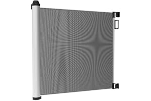 Leogreen - Barrera Aeguridad Niños Escalera Extensible/Retráctil 0-125 cm, Barrera Escalera Bebe Retráctil Puerta Enrollable Bebe, Puertas de Seguridad para Niños y Perros, Mecanismo de una Mano