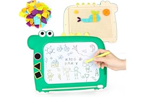 LTZGO Ardoise Magique Enfant, 2 in 1 con Tangram Puzzle Blocs de Construction Jeu, Magnétique Tableau Tablette Dessin Ardoise Effacable, Jouet Educatif Cadeau Anniversaire Fille Garcon Bambin Plus de 3 ans