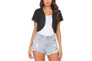 Zeagoo Bolero Damen Festlich Chiffon Kurzarm Bolerojacke Leicht Transparent Offene Kurzjacke Elegant Kurze Cardigan für Sommer S-3XL