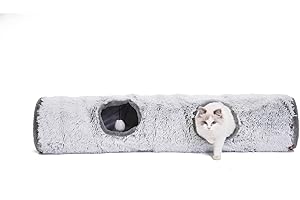 One PETS-TOP Tunnel Chat – Tunnel pour Chat XXL – Jouet Intéractif pour Interieur – en Peluche Douce – Tunnel Chien Furet Lapin – Tapis Cabane Cat Tunnel – 120 cm