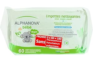 Alphanova Bébé Lingettes Épaisses Extra Douces Lot de 3 x 72 Lingettes