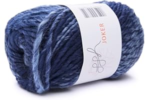 ‎GGH ggh Joker - Schurwolle Mischung - 50g Wolle zum Stricken oder Häkeln - Dicke Wolle mit Farbverlauf - Farbe 022 - Marine-Jeans-Blau meliert