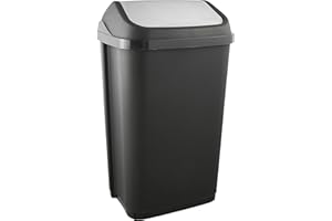 keeeper Mülleimer mit Schwingdeckel, 50 l, Swantje, Graphit-Grau