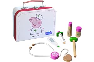 Barbo Toys Peppa Wutz Kinder Arztkoffer mit 6 Holzspielzeug Teilen | Rollenspiel Set ab 2 Jahre für Mädchen & Junge | Offiziell lizenziert von Peppa Pig
