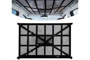 yisight Red Techo Coche, Red Techo Furgoneta Camper, 90x65cm Redes de Almacenaje para Coche, Camper Furgoneta Accesorios con 2 Correas Cruzadas Ajustables y Cremallera, para SUV, Jeeps, Caravanas