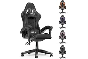 Racingreat Gaming Chair, Ergonomic Computer Racing Chair with Headrest and Lumbar Support, PU Leather High Back Height Adjustable Swivel Game Chairs for Adults (Without Footrest, Black)