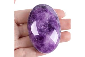 ‎XIANNVXI XIANNVXI 2.4" Groß Amethyst Stein Kristalle Sorgensteine Natürliche Poliert Palme Edelsteine Massage Heilung Reiki Energiestein 1PC