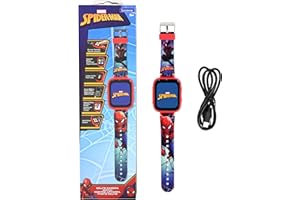Lexibook, Spider-Man, orologio con fotocamera per selfie, touch screen HD, fotocamera 720p, lettore MP3, altoparlante incorporato, dittafono, contapassi, 5 giochi, rosso/blu, DMW070SP