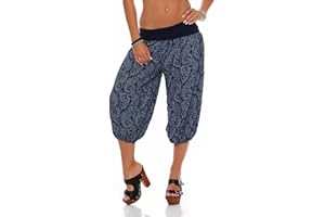 MALITO MORE THAN FASHION Malito – Pantalones harén cortos para mujer con estampado oriental – Unisize – Pantalones bombachos de algodón – Pantalones ligeros 3/4 de tela – Pantalones largos para bailar, relajarse y yoga –