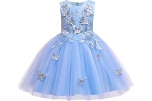 MYRISAM Little/Big Girls Butterflies Tulle Dress Princess Embroidery Birthday Pageant Party Flower Girls Wedding Ball Gowns