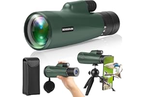 BOSSDUN Telescopio Monocular Zoom, Telescopio Monocular de Alta Potencia para Smartphone con Trípode, Monocular HD para Adultos (Green)