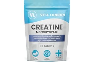 VL VITA LONDON Creatine Monohydrate Supplement 1,000mg | 60 Tablets | 1 Month Daily Supply | Made in UK | Vegan