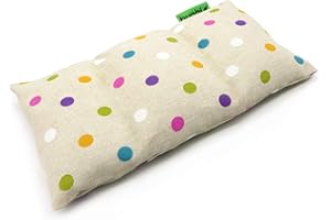 BUABI Saco térmico semillas para microondas (30x15cm). Aroma suave a Lavanda. Saquito con funda lavable extraíble. Cojín para dolor cervical lumbar cuello espalda menstrual colicos (Topos Colores)