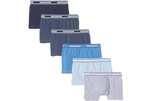 NAVIGARE UNDERWEAR BOY Confezione da 6 Boxer Bambino E Ragazzo in Cotone BIELASTICO con Elastico Esterno Stampato - Colore Bianco E Colorati in Cotton Stretch Jersey. Articolo Scatolato singolarmente