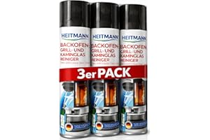 ‎HEITMANN HEITMANN Backofen-, Grill- und Kaminglas Reiniger: Aktivschaum für hartnäckigen Schmutz - Kaminreiniger - Ofenreiniger - gute Haftung, 3er Pack