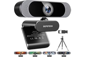 DEPSTECH Webcam with Microphone, 4K Webcam Autofocus Web Camera with Privacy Cover and Tripod, 8MP USB Webcam for Desktop Laptop PC, Streaming Webcam for Zoom, Skype, Facetime, YouTube