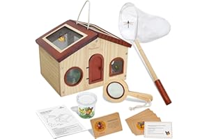 Simpliplay Kids Explorer Kit & Bug Catcher for Kids, Outdoor Toys with Portable Wooden Bug Habitat, Net, Magnified Viewer, Observation Cup, 15PCS Insect Cards for Kid 4 5 6 7 8 Year Old Boy Gift