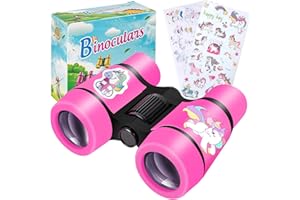 WORUIB Binoculars for Kids With Unicorn Stickers - Girls and Boys Gifts for Age 3-9 Years Old, Perfect for Sports, Outside Play and Bird Watching (Pink)