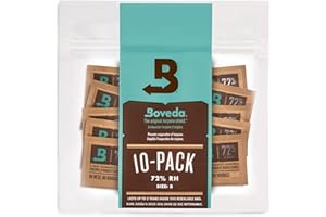 Boveda pour cigares/tabac | régulateur d'humidité dans les 2 sens à 72% d'HR | taille 8 pour max. 5 cigares | technologie brevetée pour cave à cigares | pochette refermable hermétique de 10 sachets