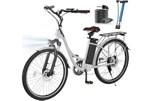 Finbike U2 Electric Bike Adults, 26 inch City Electric Bicycle with Removable Battery, 75KM Range & 25KM/H, 5 Speed Modes, 3 Working Modes, Dual Shock Absorber and 7-Speed Gearing