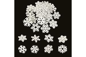 iKesoce Fiocchi di Neve Decorativi, 100 Pz Piccoli Fiocchi di Neve in Legno per Natale Matrimonio Tavolo Scrapbooking DIY Artigianato