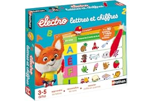 Dujardin Nathan Nathan Electro Letras y Números – Aprende Letras y Sonidos, Cantidades – Juego Educativo Electrónico – Incluye 1 Bolígrafo de Sonido y Luminoso para Niños de 3 a 5 años