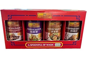 Lee Kum Kee Spoonful of Magic Vegetarian Sauce Gift Set – 4-Pack Asian Cooking Sauces (Teriyaki 200g, Char Siu 225g, Satay 190g, Hoisin 210g) – No Added MSG, Colouring or Flavour Enhancers