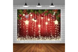 Aisnyho Christmas Backdrop for Photography Bokeh Sparkle Star Red Ball Merry Xmas Backdrops for New Year Family Party Decoration Picture Banner 7x5ft(Not Glitter)