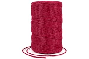 Uiopa Ficelle Jute 2mm x 200m Ficelle Corde Jute Naturel Fil de Ficelle Jardinage Corde Chanvre, Cordelette Jute pour Jardin, Bricolage d'art Créatif, L'emballage Cadeau, Deco Noel (Rouge)