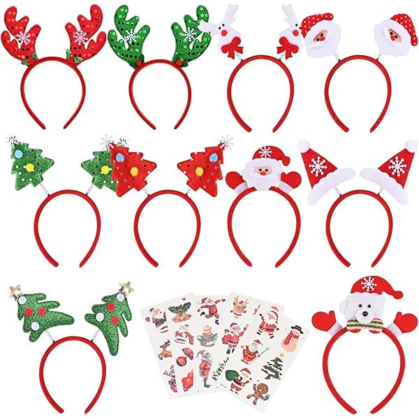 Lurrose 2 stks Kerstmis Hoofdbanden Sneeuwvlokken Haarband Veer Sneeuwvlokken Headdress Kerst Haar Accessoire Haardecoratie voor Kerstmis Party Favors Geschenken