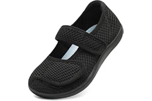 JOINFREE Womens Walking Shoes Mary Jane Wide Fit Casual Trainers Barefoot Adjustable-Strap Zero-Drop Non-Slip Comfort Shoes for Swollen Feet, Oedema, Arthritis, Elderly & Pregancy