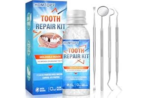 Leogony Tooth Filling Repair Kit, Dental Temporary Filling Kit for Chipped Teeth, Moldable False Teeth with 4 Dental Tools