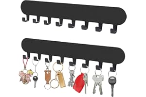 AIVORO 2 Piezas Colgador Llaves Pared, Viene con 8 Ganchos, Gancho para Llaves Sin Taladro, Gancho para Llaves Negro, Ganchos Autoadhesivos
