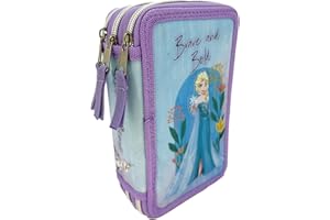 IL MEGASTORE DEI GIOCATTOLI E GIOCHIAMO Étui Frozen Elsa Disney 3 Compartiments et 3 Fermetures Éclair Étui Elsa pour l'École Porte-Stylos et Couleurs Complet de Papeterie avec Triple Compartiment