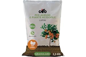 CIFO - Concime Agrumi a Base di Lupini Macinati per Limoni, Aranci e Piante Acidofile - Concime Granulare, Biologico e 100% Vegetale per Vasi e Piena Terra, Sostenibile per Orto e Giardinaggio, 2,5 Kg