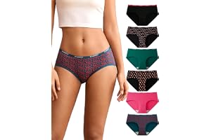 INNERSY Underbyxor för kvinnor, bomull, flerpack, hipster, bekväma underkläder, 6-pack